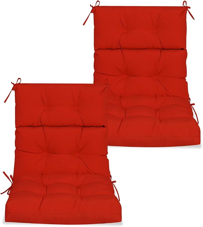 High Back Chair Cushions Set of 2, Adirondack Chair Cushion with Waterproof, Rocking Chair Cushion for Outdoor Patio, Garden Porch 45”x 22”x 4 (2, Red B)