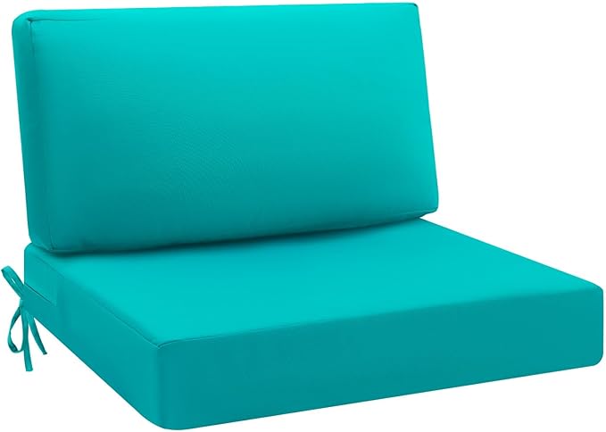idee-home Outdoor Cushions for Patio Furniture, Outdoor Seat Cushion, Waterproof Hampton Bay Deep Seat Replacement Couch Chair Cushions for Garden Lawn Backyard Deck, 28.5 x 28.5 Peacock Blue