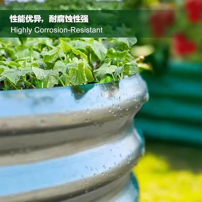 Galvanized Steel Fire Ring, Round Metal Garden Planter, Silver, Raised Bed, 24-Inch Diameter