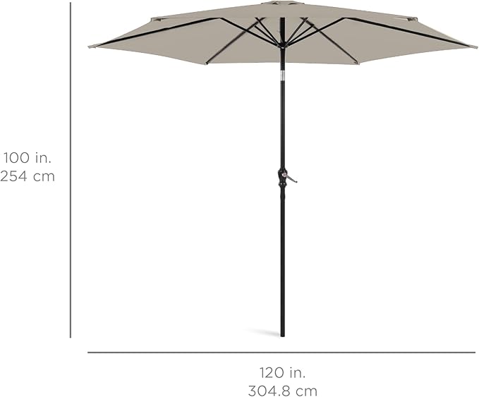 Best Choice Products 10ft Outdoor Steel Polyester Market Patio Umbrella w/Crank, Easy Push Button, Tilt, Table Compatible