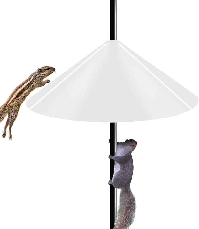 19 Inch Wide Squirrel Baffle for Bird Feeder Pole, Outside Pole Mount Stopper & Bird House Guard for Outdoor Shepherd’s Hook, Semi-Transparent, 1 Pack
