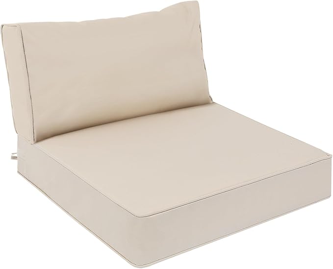 AAAAAcessories Outdoor Deep Seat Cushions, Waterproof, Fade-Resistant Patio Furniture Replacement Cushions, 23.5" x 25.5" x 5" + 23.5" x 13.5", Khaki Beige