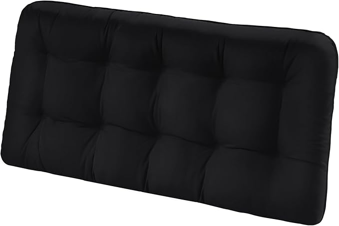 Tufted Bench Cushions for Outdoor Furniture, 48" x 18" Porch Swing Cushions Filled with Foam, Overstuffed Patio Cushions for Bench Loveseat with 2-3 Seats,Thick and Water Resistant, Black