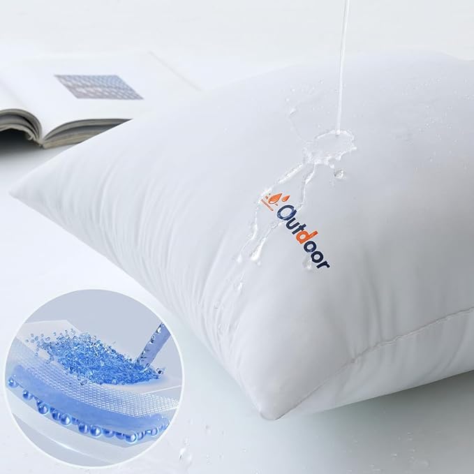 MIULEE Outdoor Pillows Set of 4 18x18 Waterproof Throw Pillow Inserts, Decorative Water Resistant Pillow Cushion for Patio and Garden