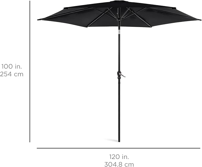 Best Choice Products 10ft Outdoor Steel Polyester Market Patio Umbrella w/Crank, Easy Push Button, Tilt, Table Compatible