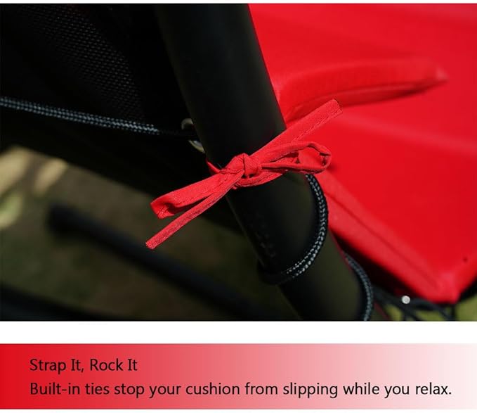 Outdoor Hanging Lounge Chair Cushion with Umbrella – High-Resilience Sponge, Side Pocket, Fade-Resistant, Patio Curved Chaise Hammock Swing Lounger Cushion Pad（Claret）
