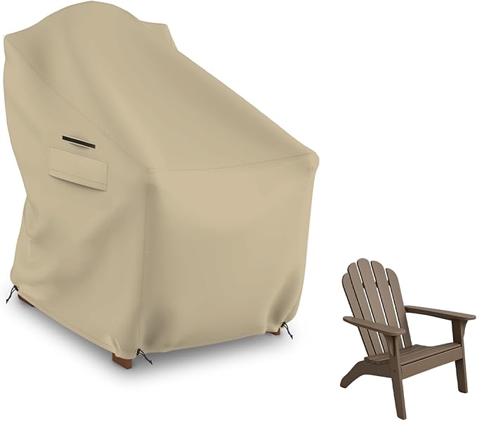 Seal Skin Covers Waterproof Adirondack Chair Cover, Heavy Duty Outdoor Furniture Cover with Drawstring, Buckles, Air Vent, Durable Fabric (Beige, 40"W x 37"D x 30"H)