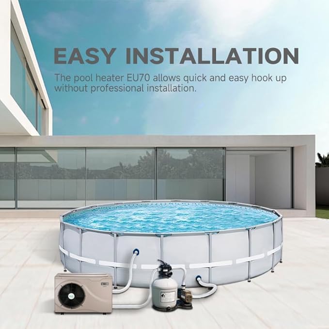 Electric Pool Heaters for Above Ground and Inground Pools, Max 22,462 BTU Up to 6500gallons Swimming Pool Heat Pumps, Fits 11/15/16ft Pools Heating, 120V/60Hz Pool Warmer, EU70