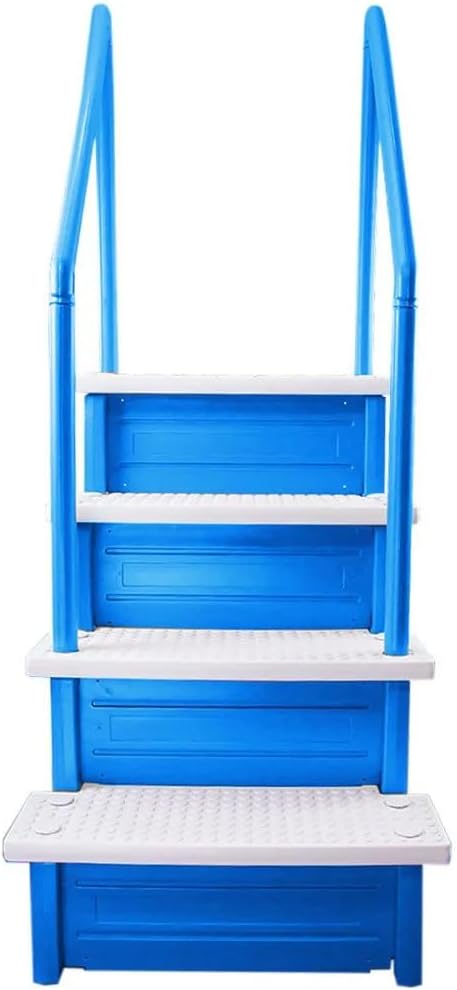 Aqua Select Above Ground Anti-Slip Pool Steps to Deck | Safety Swimming Pool Ladder | Designed for Above Ground Swimming Pools | Holds Up to 250 Pounds | Blue w/White Steps