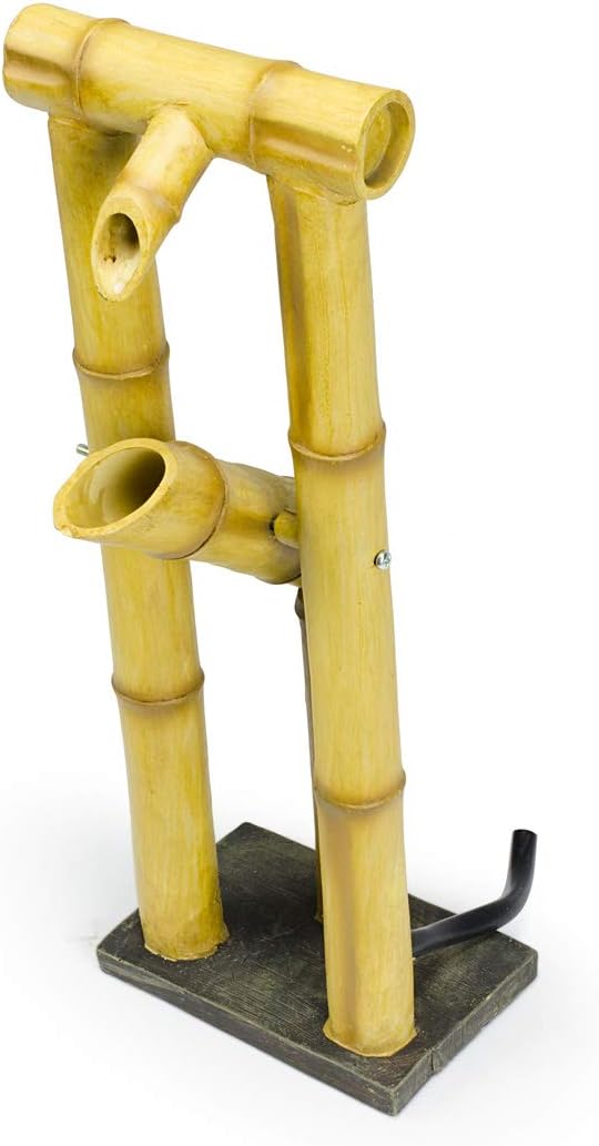 Aquascape 78306 Shishi-Odoshi Inspired, Poly-Resin Deer Scarer Bamboo Fountain, Yellow