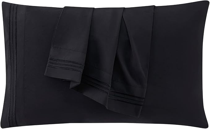 Clara Clark Bed Sheets, Premier 1800 Series 4 Piece Bed Sheet Set, Deep Pocket, Wrinkle, Fade, Stain Resistant, Luxury Soft Bedding Sheets & Pillowcases, California King, Black
