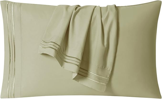 Clara Clark 1800 Premier Series 4pc Bed Sheet Set - King, Sage Olive Green