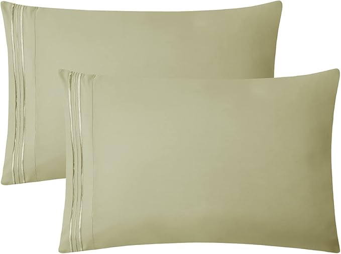 Clara Clark Bed Sheets, Premier 1800 Series 4 Piece Bed Sheet Set, Deep Pocket, Wrinkle, Fade, Stain Resistant, Luxury Soft Bedding Sheets & Pillowcases, California King, Sage Green