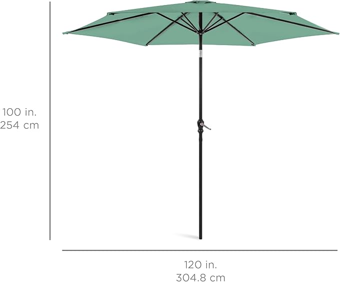Best Choice Products 10ft Outdoor Steel Polyester Market Patio Umbrella w/Crank, Easy Push Button, Tilt, Table Compatible