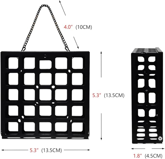 Suet Bird Feeder for Outdoors - Freestyle for Wall Mounting/Hook Hanging/DIY Creatives - One Cake Capacity Cage for Feeding Wild Birds Outside/Backyard/Garden