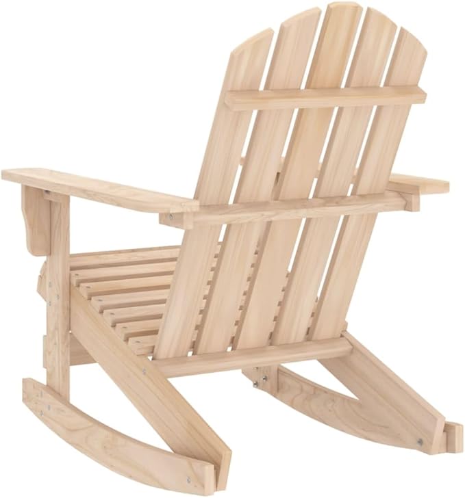 vidaXL Adirondack Rocking Chair for Patio & Garden - Solid Fir Wood Construction - Ergonomic Design - Classic Brown Finish - Easy Assembly - Weather