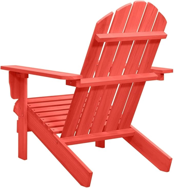 Patio Adirondack Chair Solid Fir Wood Red, Patio Dining Chairs, Bar Stools, Outdoor Seating for Outdoor Relaxation and Entertaining in Your Backyard or Poolside