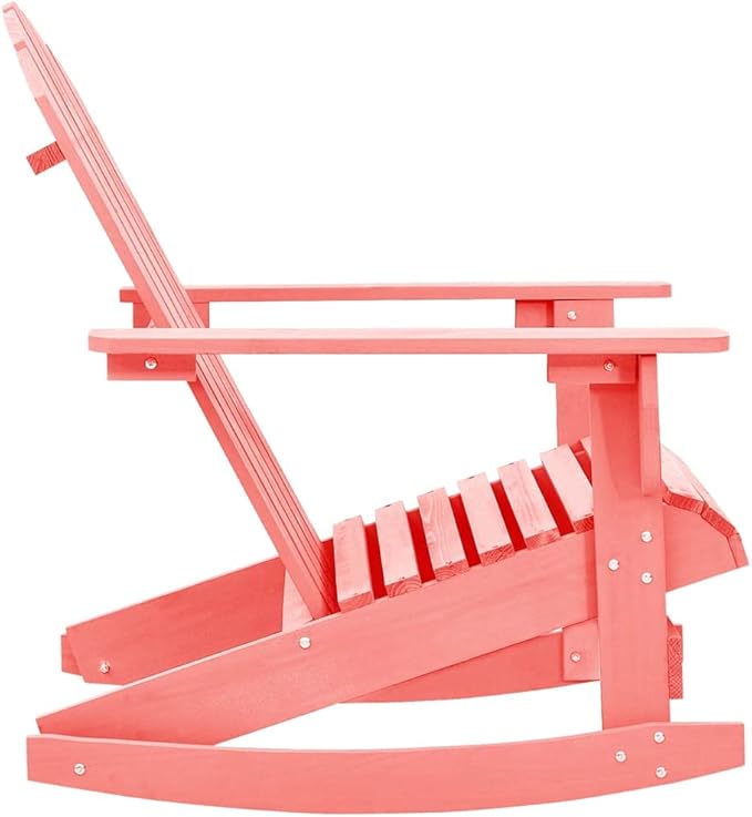 vidaXL Pink Patio Adirondack Rocking Chair - Solid Fir Wood - Ergonomically Designed for Comfort - for Outdoor Garden, Patio & Deck Furniture