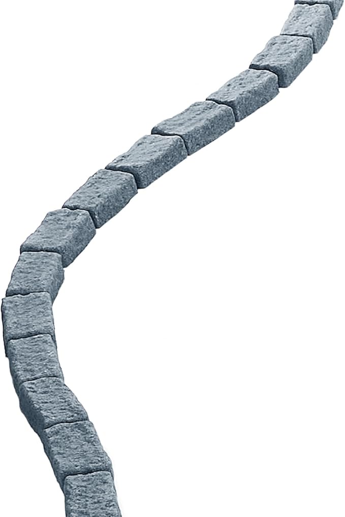 VEVOR Faux Stone Landscape Edging, No Dig Garden Edging Border, Flexible Blocks for Lawn Edging, Flower Beds, Driveway, Yards with 12 Spikes, 4 Pack 24 Bricks 16FT Kit, 46.5" Lx 3.7" W x 2.2" H, Grey