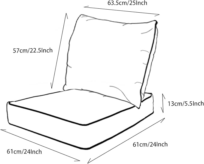 Goodgoods 24x24 inch Outdoor/Indoor Deep Seat Patio Cushions Set of 2 Resilient Foam Filling Water-Proof Stain-Resistant UV Resistant Weather Resistant Deep Seat Bottom Light Gray
