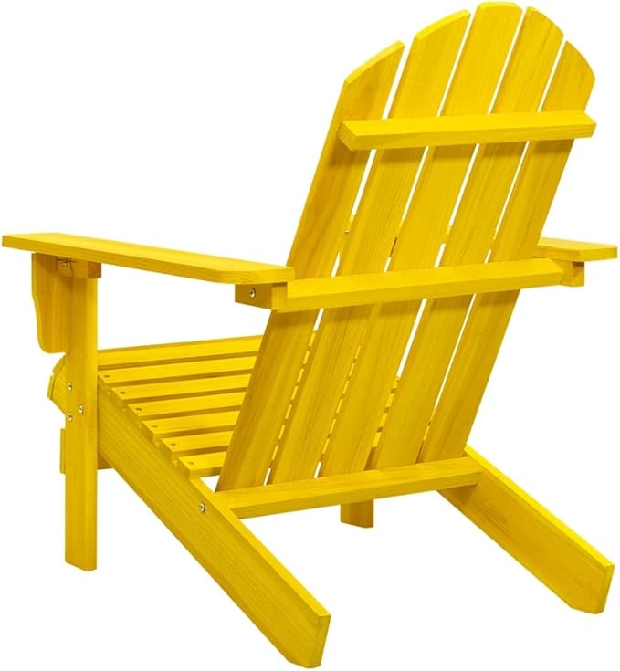 Patio Adirondack Chair Solid Fir Wood Yellow, Patio Dining Chairs, Bar Stools, Outdoor Seating for Outdoor Relaxation and Entertaining in Your Backyard or Poolside