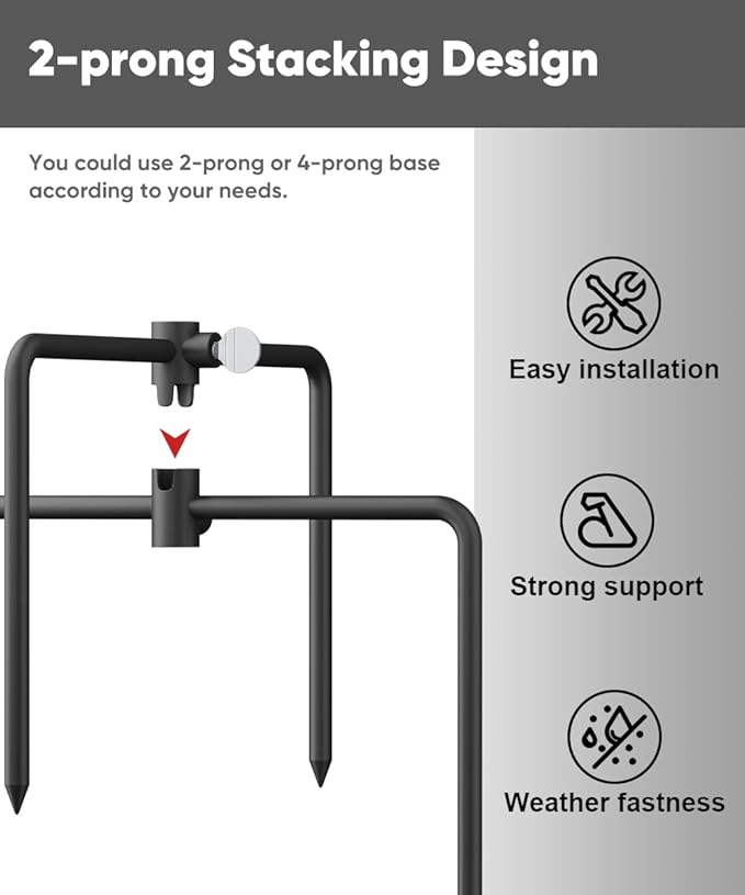 Garbuildman Pole Stabilizer Stand Applies to 0.62” Poles, Outdoor Bird Feeder Pole Base, In-Ground Anchor Support for Shepherds Hooks, Black, 1 Pack