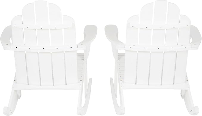 Jayde White Solid Wood Outdoor Adirondack Rocking Chair Set of 2 by Linon