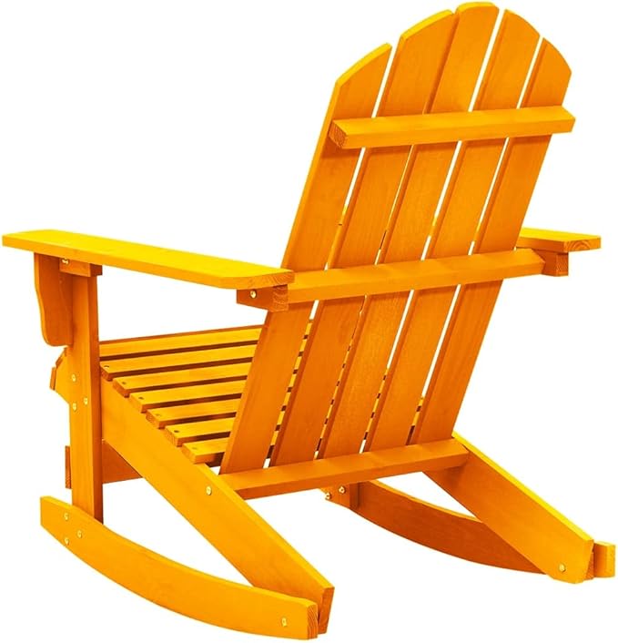 vidaXL Orange Adirondack Garden Rocking Chair - Moisture Resistant Solid Fir Wood - UV Finish - Outdoor - Comfortable Seating Solution - Wooden Chairs - Armchair