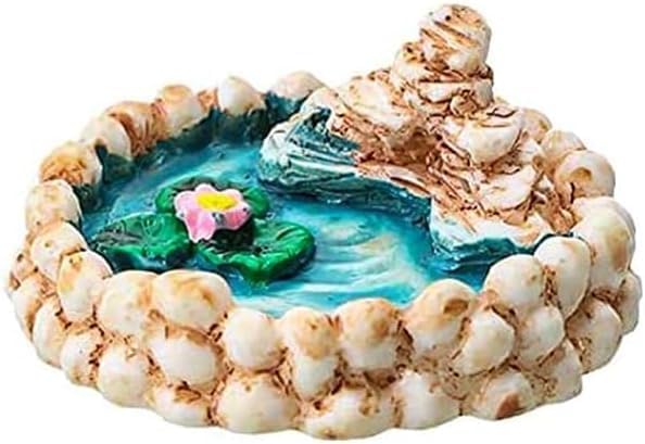 Miniature Fairy Garden Decor Set - Weather-Resistant Resin Lotus Pond and Lighthouse Sculptures with Water Well and Bridge, Outdoor Miniature Landscape Ornaments for Patio, Pond and Lawn