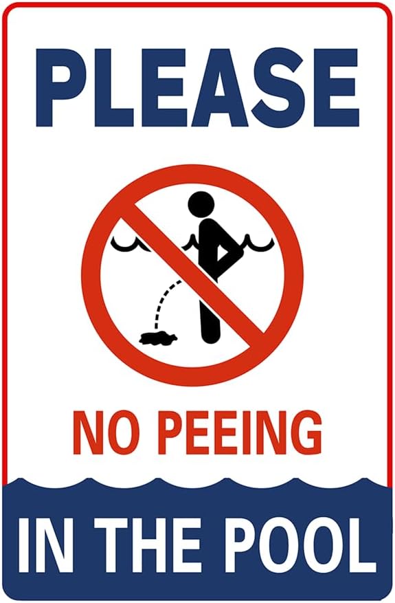 Pool Signs Vintage Please No Peeing In The Pool Metal Tin Sign Pool Decorations Outdoor Swimming Pool Wall Decor Pool House Decor 8x12 Inch, green white red