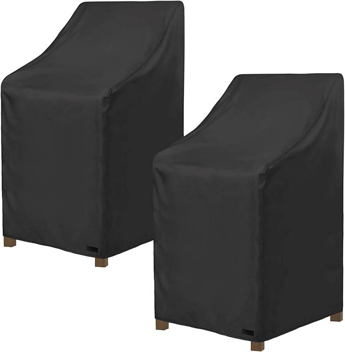 NettyPro Stackable Patio Chair Covers 2 Pack Waterproof Outdoor Patio Furniture Stacking Chair Cover, Fits for 4-6 Stack Dining High Back Chairs, 26"W x 35"D x 45"H, Black