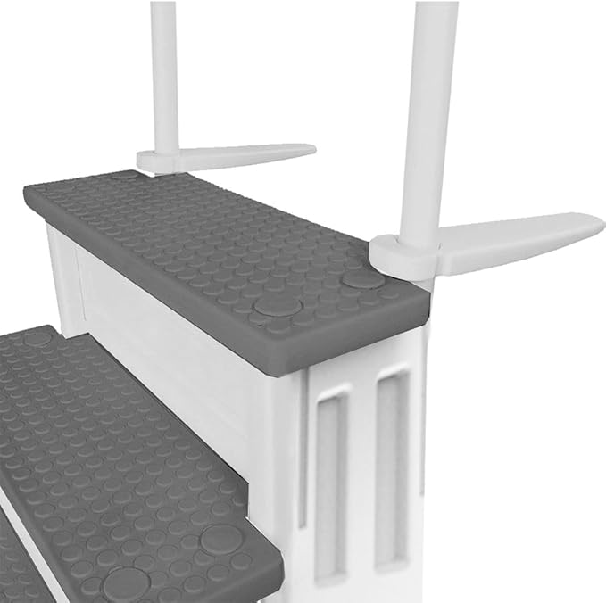Aqua Select Anti-Slip in-Pool Steps | White/Gray Steps | for Above Ground Swimming Pools | Can Mount to Decks 48" to 54" H | Safety Stairs Capacity Up to 350 lbs