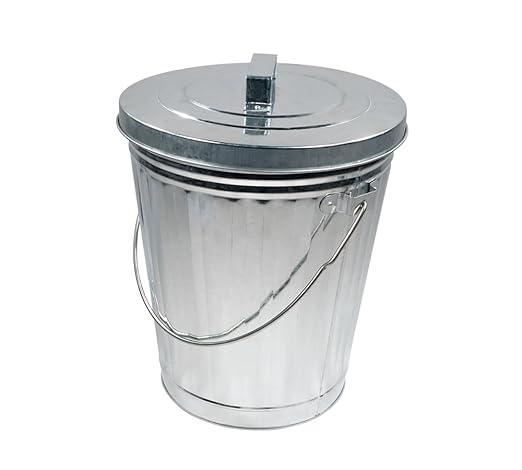 Mytee Products 4 Pack Galvanized Trash Can w/Lid Ideal for Trailers - 4 Gallon Steel Mounted Small Outdoor Garbage Can for Home, Office, Bathroom, Kitchen - Fire and Heat Resistant