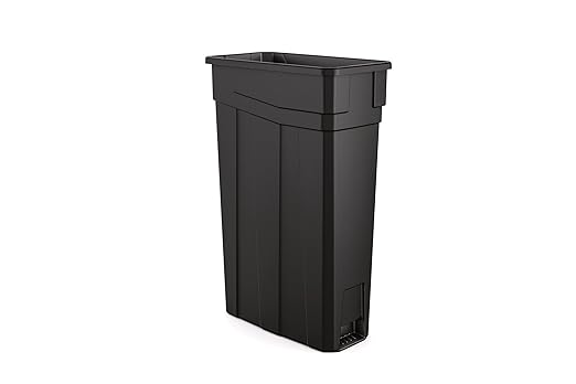 Suncast Commercial 23-Gallon Narrow Trash Can without Handles - Durable Garbage Can, Black, Made in the USA