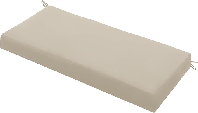 Outdoor Bench Cushion Waterproof 42"x18" – Fade-Resistant Patio Furniture Cushion with Ties for Porch Swing, Loveseat, or Indoor Bench Replacement, Cream