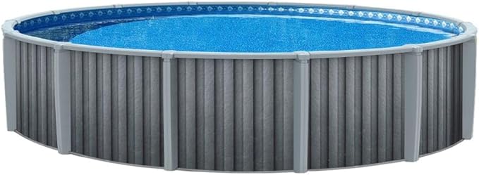 Lake Effect Pools 'Saint Kitts' 18 ft Round Above Ground Swimming Pool | 52 Inch Resin Protected Steel Sided Walls | Bundle Includes: 25 Gauge Overlap Liner & Widemouth Skimmer | Salt Water Friendly