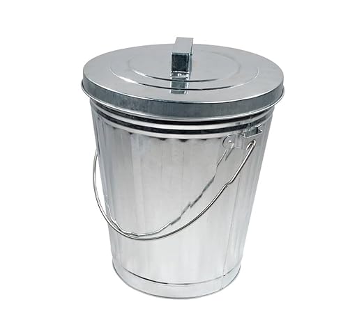 Mytee Products Galvanized Trash Can w/Lid Ideal for Trailers - 4 Gallon Steel Mounted Small Outdoor Garbage Can for Home, Office, Bathroom, Kitchen - Fire and Heat Resistant