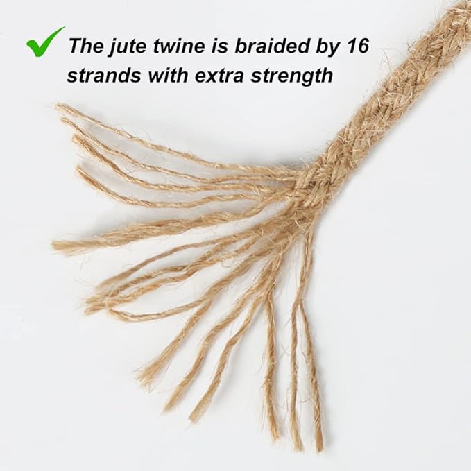 Tenn Well 5mm Jute Twine, 100 Feet Braided Natural Rope, Thick Twine for Crafts, Gift Wrapping, Gardening, Cat Tower Repair, Macrame Jute Cord