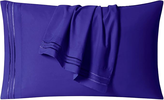 Clara Clark Bed Sheets, Premier 1800 Series 4 Piece Bed Sheet Set, Deep Pocket, Wrinkle, Fade, Stain Resistant, Luxury Soft Bedding Sheets & Pillowcases, Queen, Royal Blue