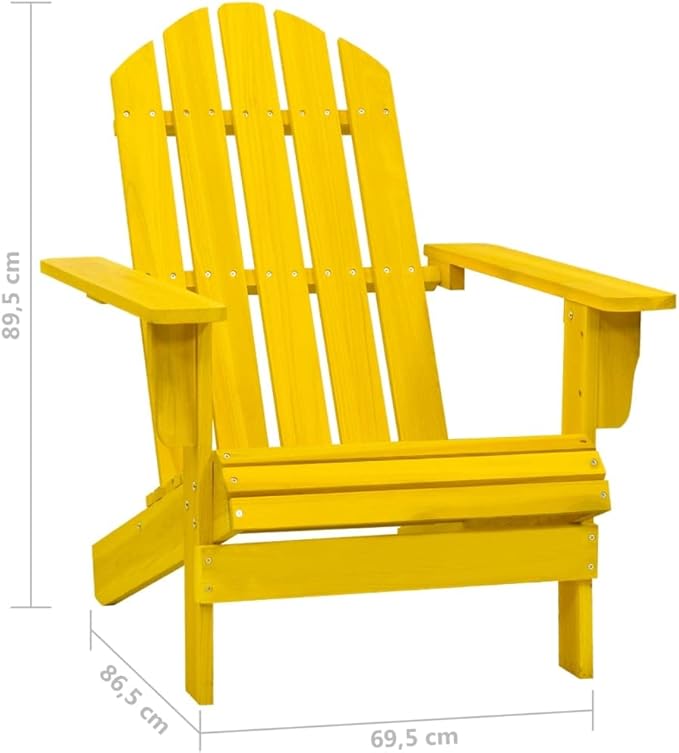 Patio Adirondack Chair Solid Fir Wood Yellow, Patio Dining Chairs, Bar Stools, Outdoor Seating for Outdoor Relaxation and Entertaining in Your Backyard or Poolside