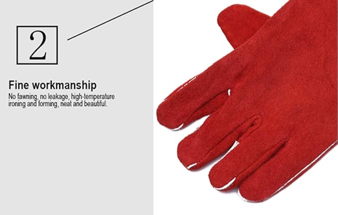 Edward Tools Pro Leather Welding Gloves 16” - Forearm Heat/Fire Resistant Gloves for BBQ, Grilling, Welding - Cowsplit leather with Fine Stitching - Wear Resistant Breathable Liner