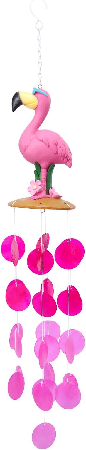 MUMTOP Wind Chimes for Outside, Flamingo Wind Chime, Tropical Pink Capiz Shell Windchimes for Patio, Outdoor,Garden,Yard,Coastal,Window,Home Decor or Gifts for Women