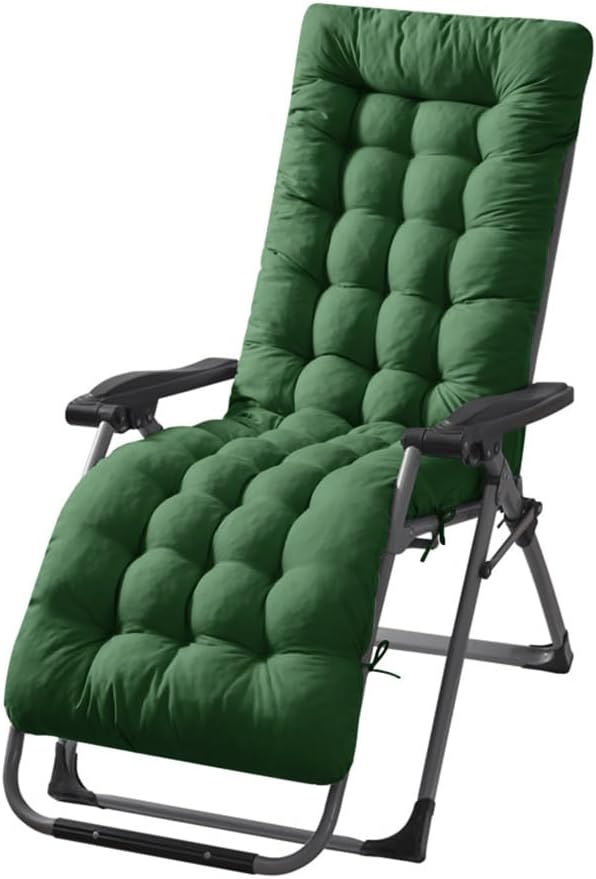 Patio Chaise Lounger Cushion, Lounge Chair Recliners Chair Cushions, Rocking Chair Sofa Cushion with 6 Ties,Thick Padded Swing Bench Cushion，61x18.89x3.14in (Dark Green)