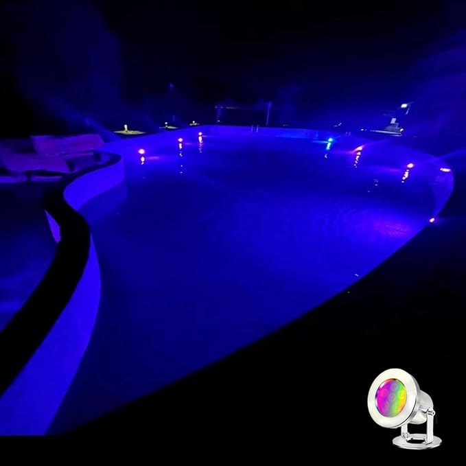 LED Pond Lights with Remote Control, 6W SS316 Stainless Steel RGB Underwater Fountain Light IP68 Waterproof Outdoor Underwater Lights for Pond Waterfall (1)
