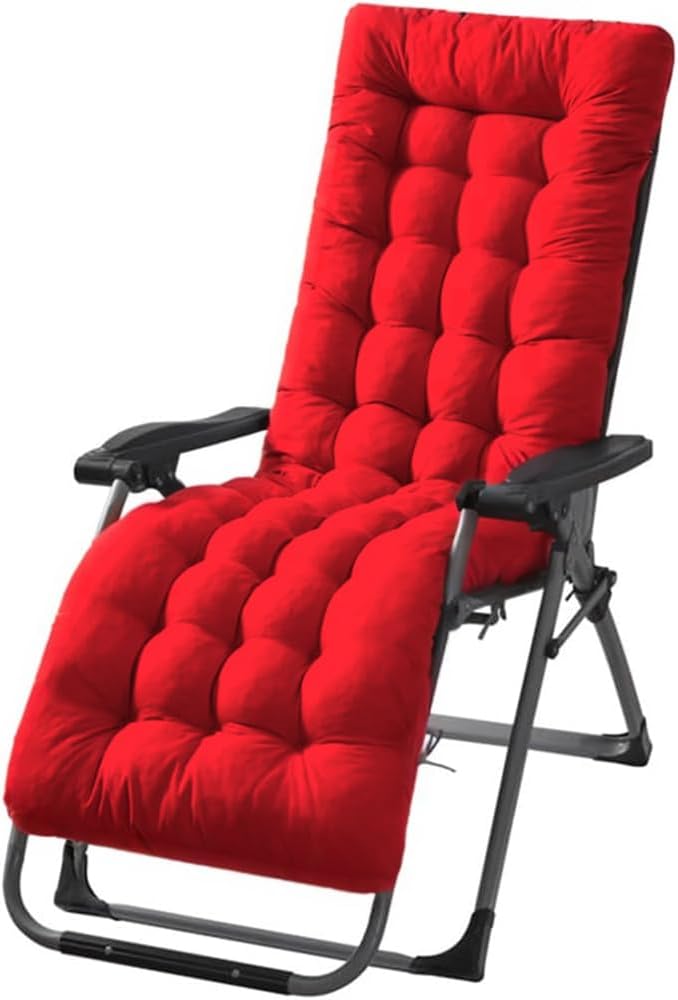 Patio Chaise Lounger Cushion, Lounge Chair Recliners Chair Cushions, Rocking Chair Sofa Cushion with 6 Ties,Thick Padded Swing Bench Cushion，61x18.89x3.14in (Big Red)