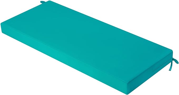 idee-home Outdoor Bench Cushion Waterproof, Bench Cushions for Outdoor Furniture, Patio Porch Swing Replacement Seat Pad with Ties for Garden Backyard, 48 x 18 Inch Peacock Blue