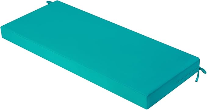 idee-home Outdoor Bench Cushion Waterproof, Bench Cushions for Outdoor Furniture, Patio Porch Swing Replacement Seat Pad with Ties for Garden Backyard, 42 x 18 Inch Peacock Blue