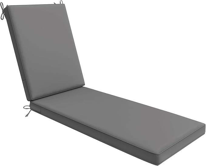 AAAAAcessories Outdoor Chaise Lounge Cushions, Waterproof, Fade-Resistant Patio Furniture Replacement Cushions, 72" x 21" x 3", Dark Gray