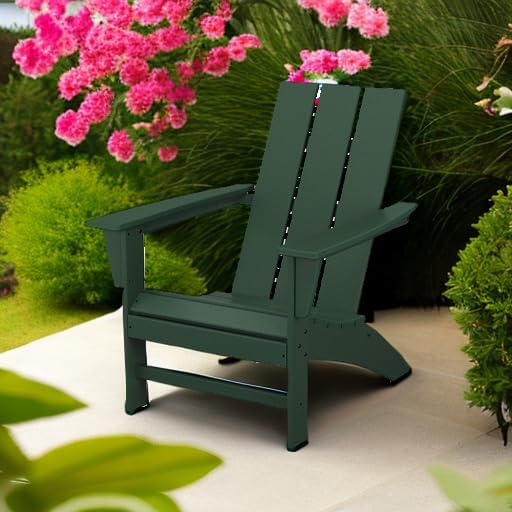 POLYWOOD Stackable Adirondack Chair, Green, Polyethylene