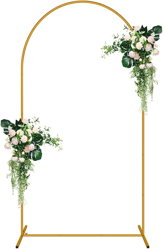 6 FT Arch Backdrop Stand, Balloon Arch Stand with Base, Metal Arch Stand, Gold Baby Shower Backdrop Arch, Wedding Arch Frame